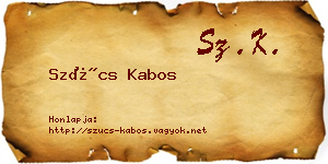 Szűcs Kabos névjegykártya